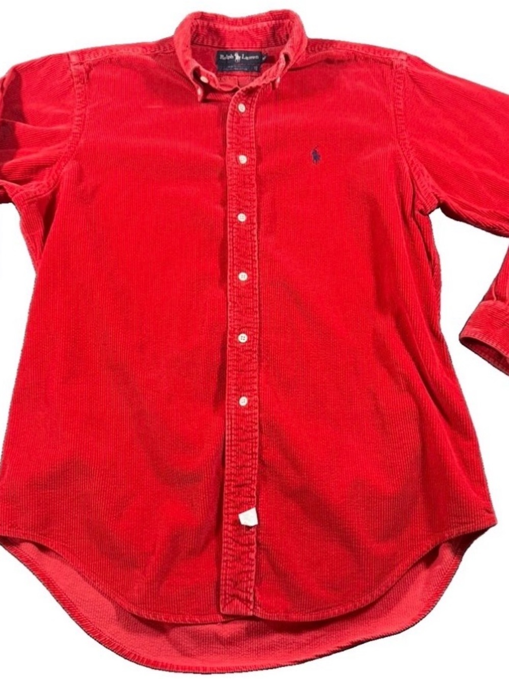 VTG Ralph Lauren Made in USA Red Corduroy Cotton Shirt Pony Logo Men’s Med READ